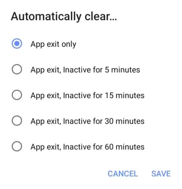 duckduck go automatically clear timings