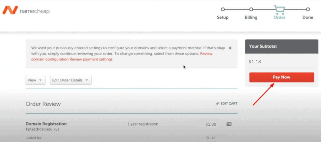 namecheap domain payment final