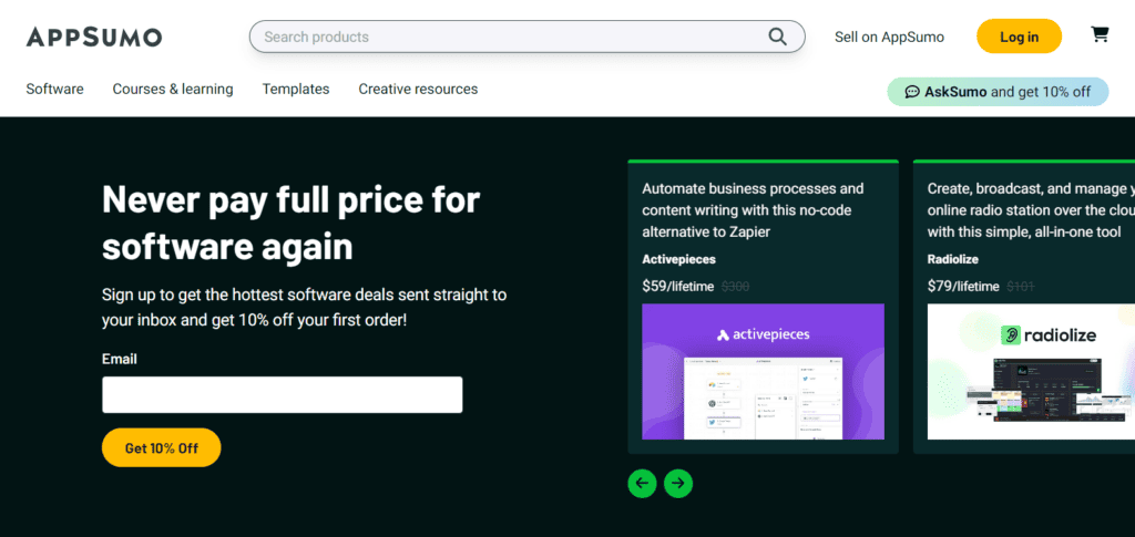 AppSumo homepage
