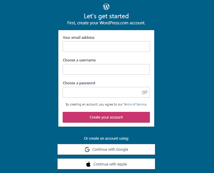 wordpress.com sign up