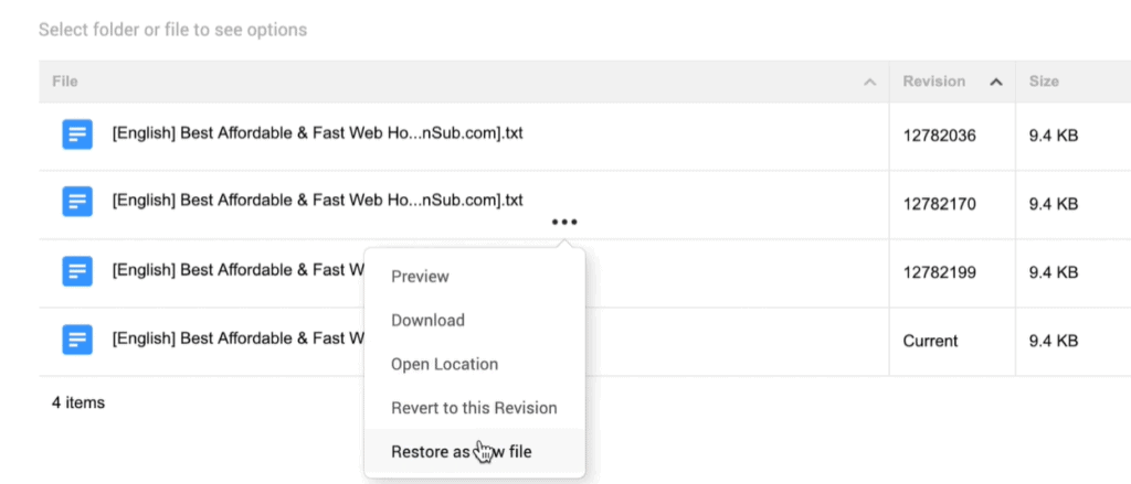 pcloud versioning