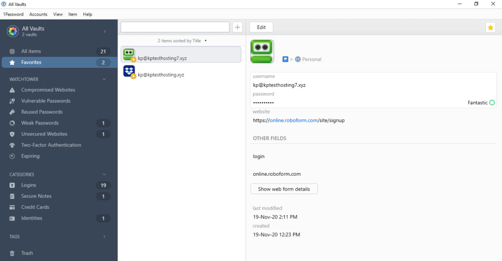 1password user interface