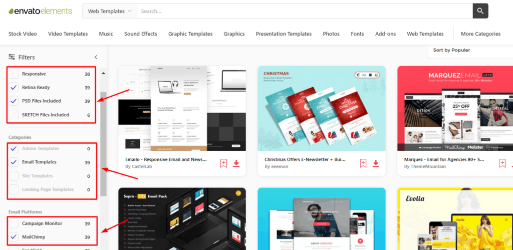 Envato Elements web templates