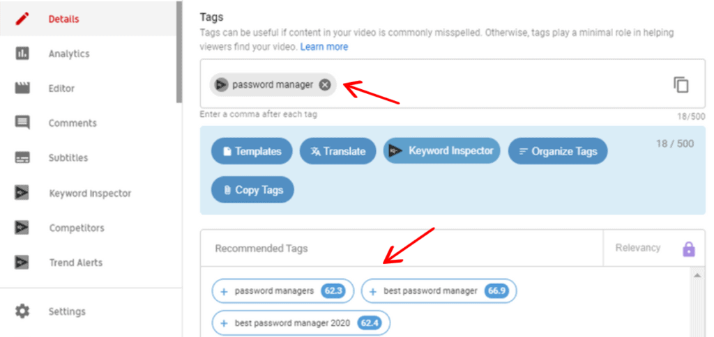Youtube tag suggestions