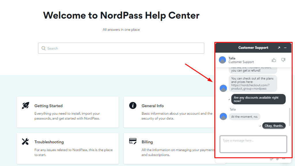 NordPass Live Chat Support