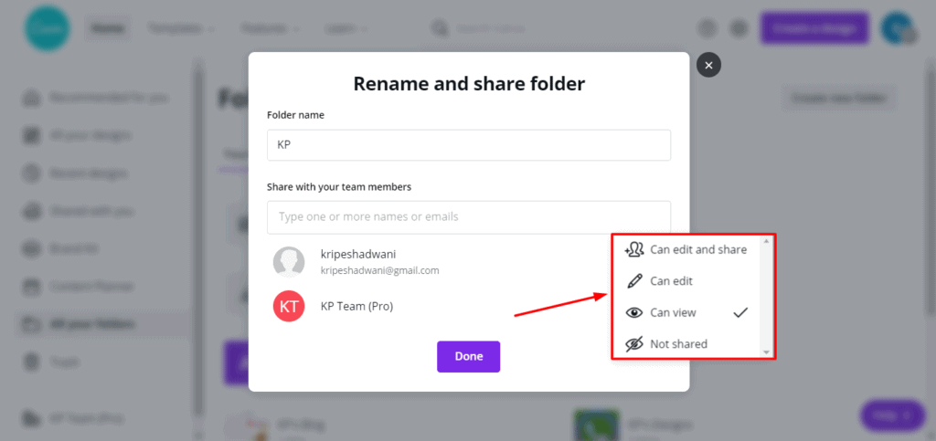 Canva Pro Folder Sharing
