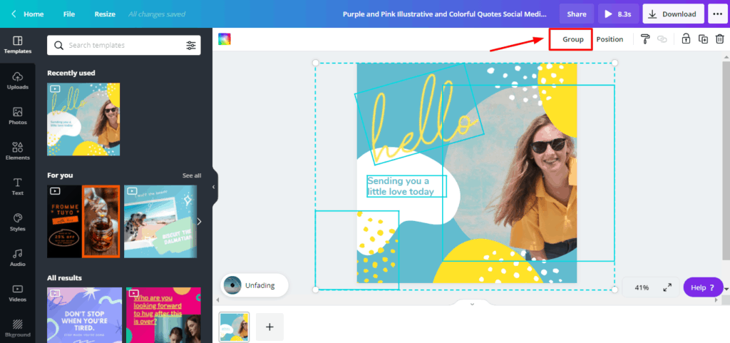 Grouping Elements in Canva