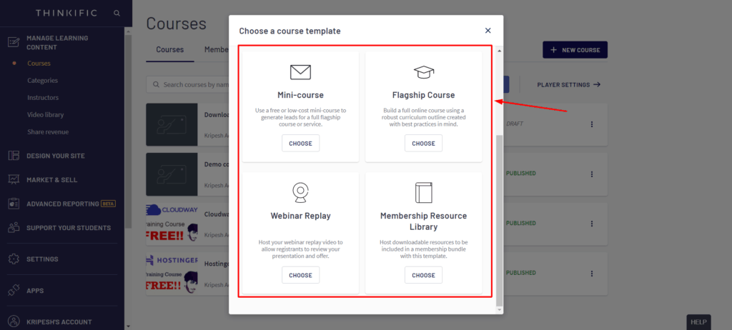 Thinkific course templates