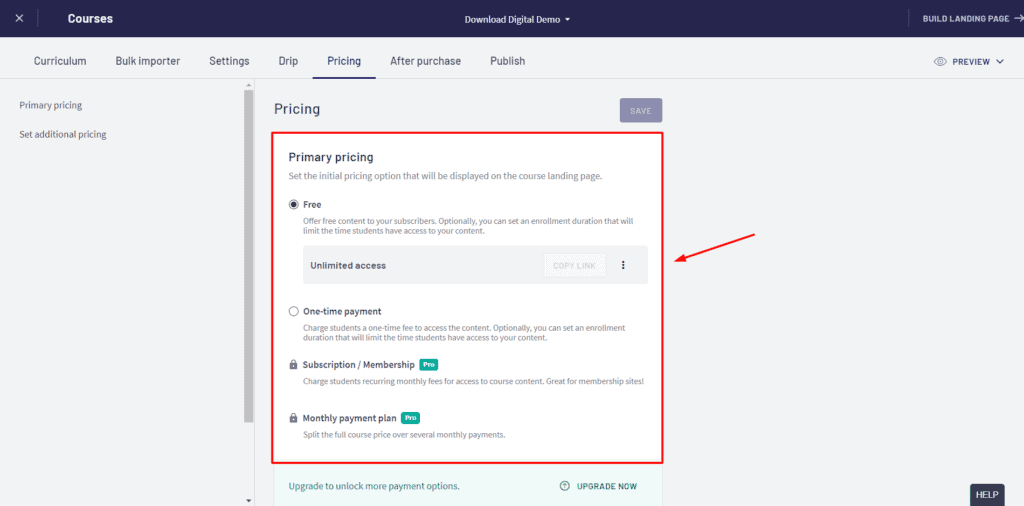 Thinkific student pricing options