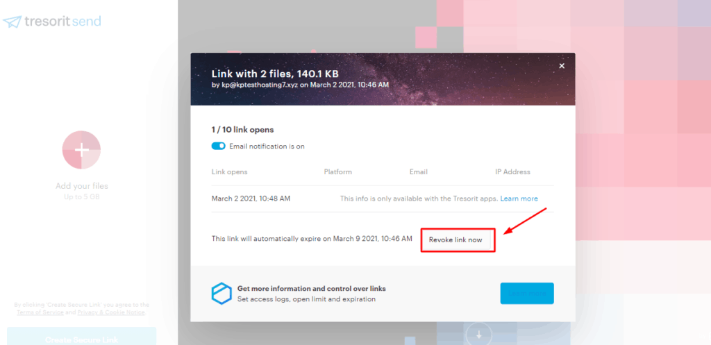 Tresorit send revoke link