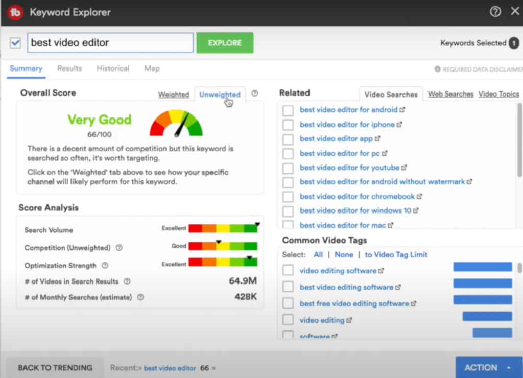 TubeBuddy Pro plan - Keyword Explorer