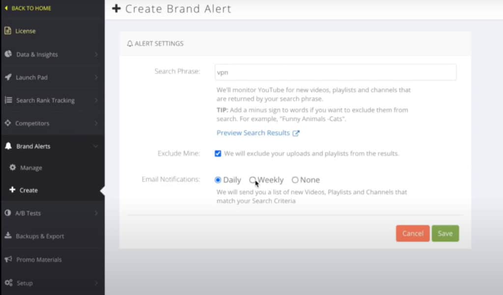 TubeBuddy Star plan - Brand Alerts