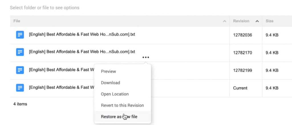 pcloud versioning