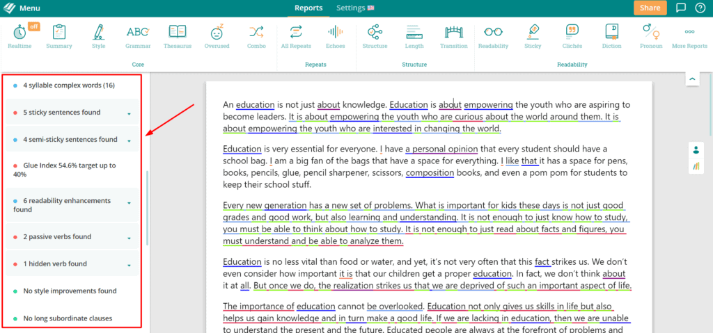 Combo Reports example