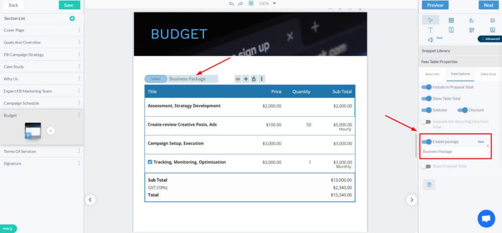 Fresh Proposals Pricing Packages