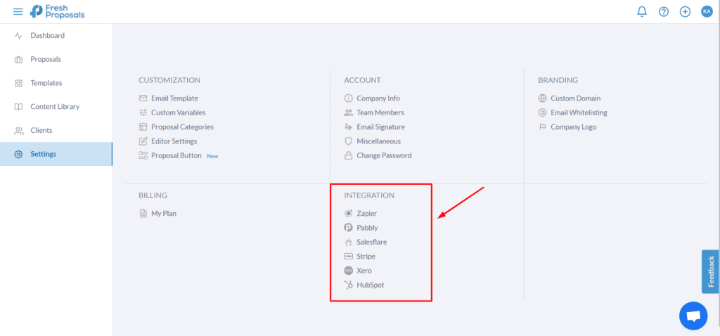 Fresh Proposals integrations
