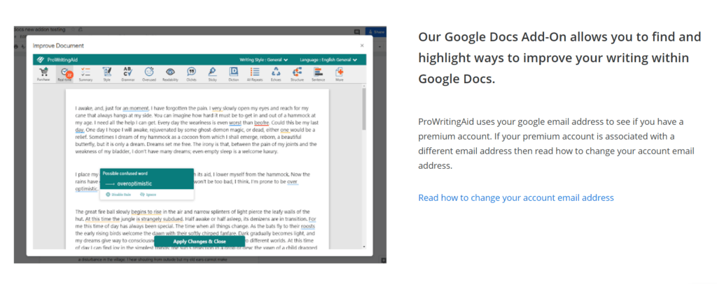ProWriitingAid Google Docs add-on
