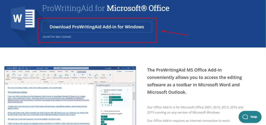 ProWritingAid MS office integration