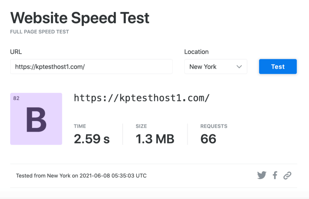 bluehost Speed Test