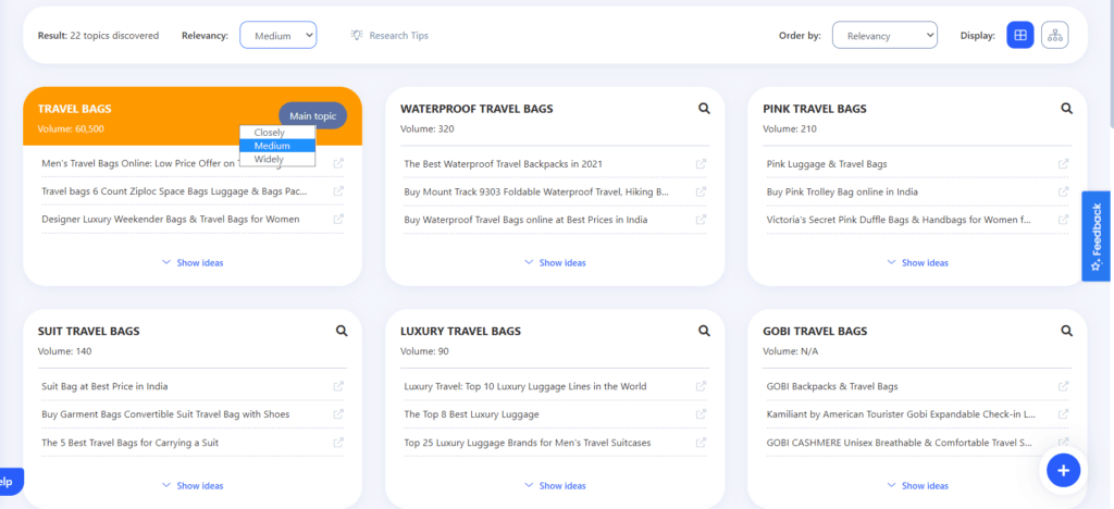 Topic Discovery sort