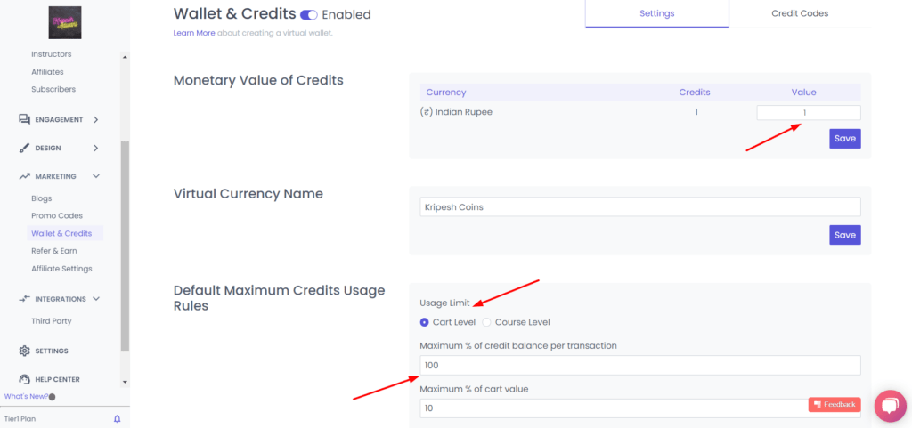 Wallets and Credits in Spayee