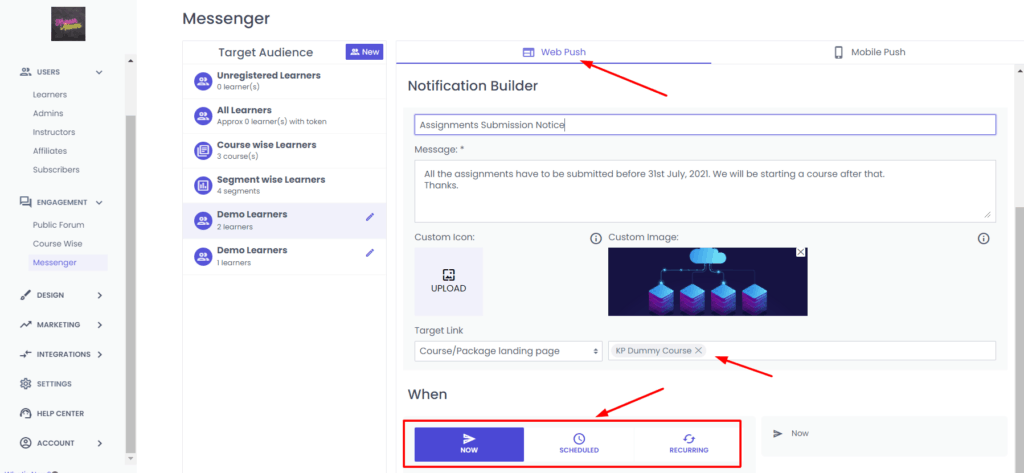 Web Push Notifications on Spayee