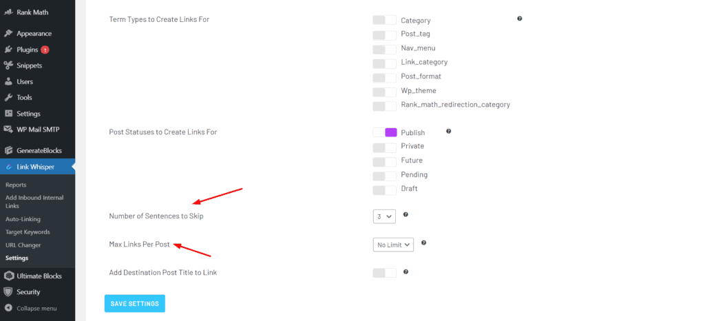 Customize link settings 1