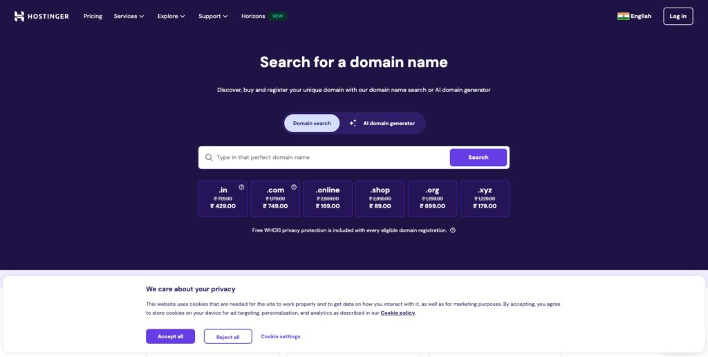 Hostinger homepage