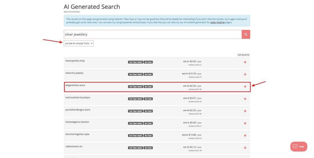 Porkbun - AI domain generator