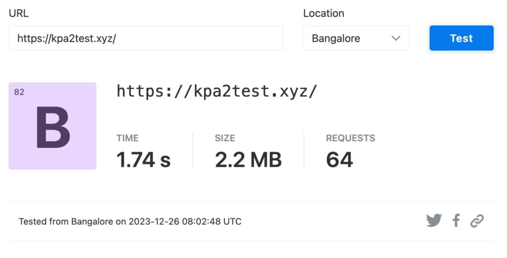 A2 hosting - Speed tests (India)