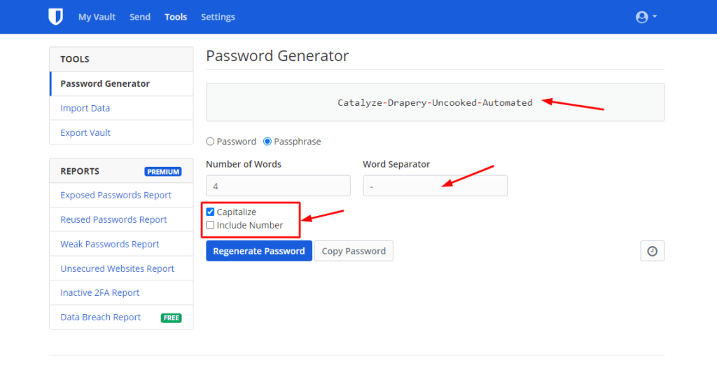 Bitwarden Passphrase Generator