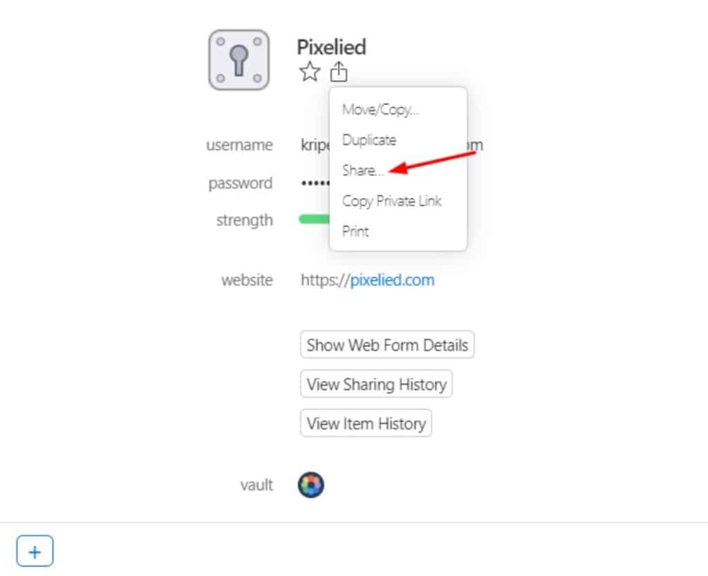 Sharing passwords on 1Password