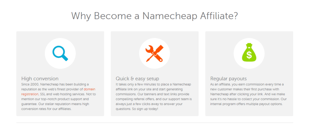 Affiliate program of Namecheap