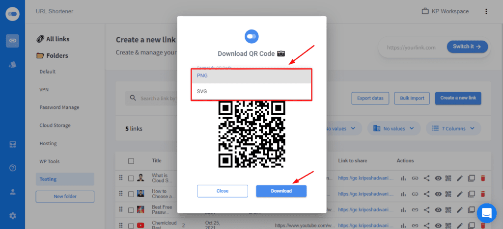 Downloading QR code