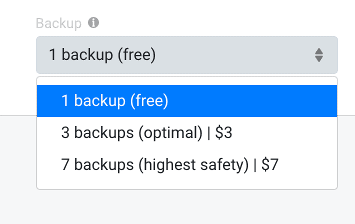 Extra charges for backups on Scala Hosting