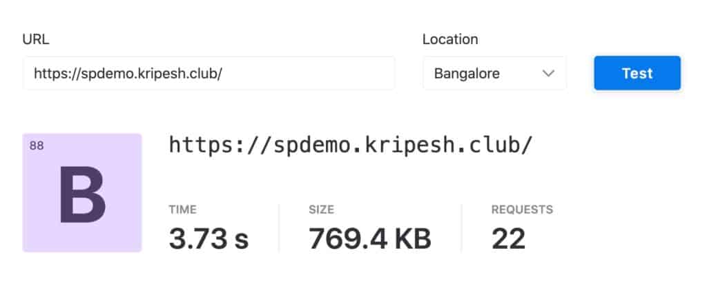 Swipe Pages Speed Test - Bangalore