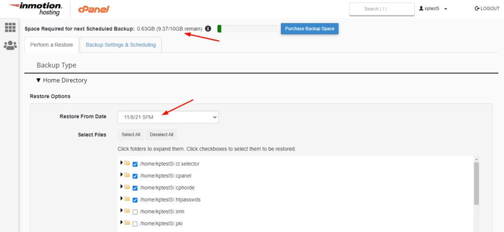 Backups on InMotion hosting