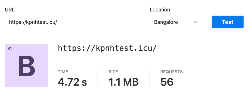 Namehero Speed Test (Bangalore)