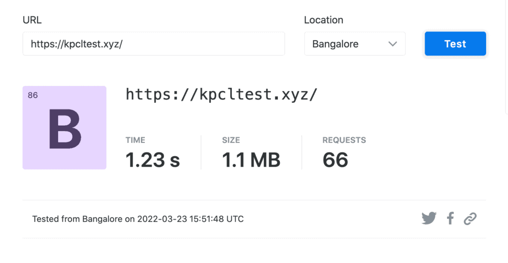 Speed Test - Cloudflare Enterprise version (Bangalore)