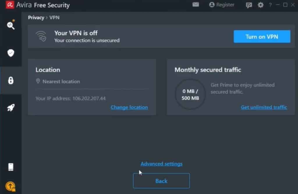 VPN in Avira Antivirus