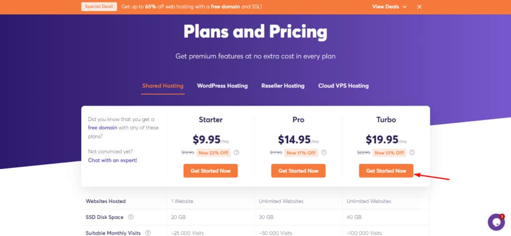 Choosing a hosting plan on ChemiCloud