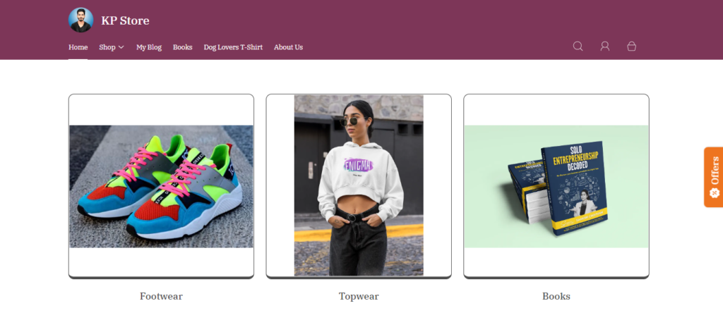 KP Store homepage