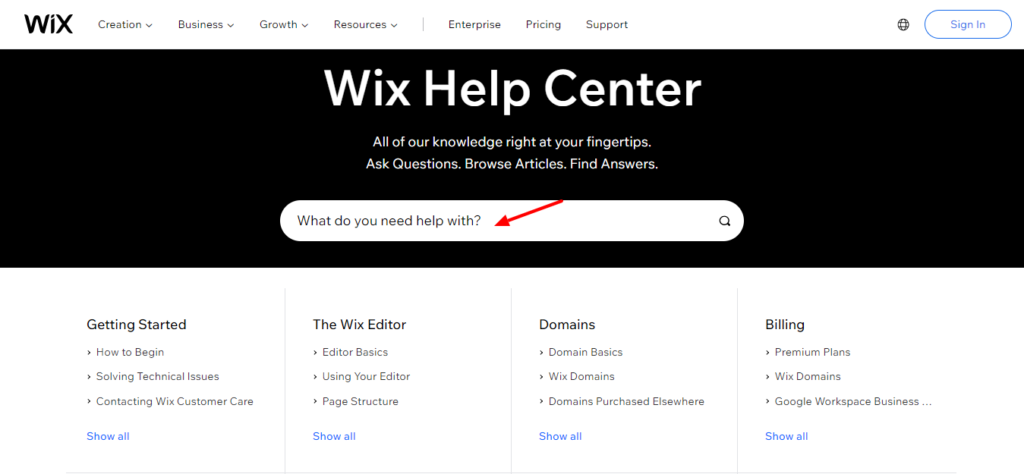 Wix support