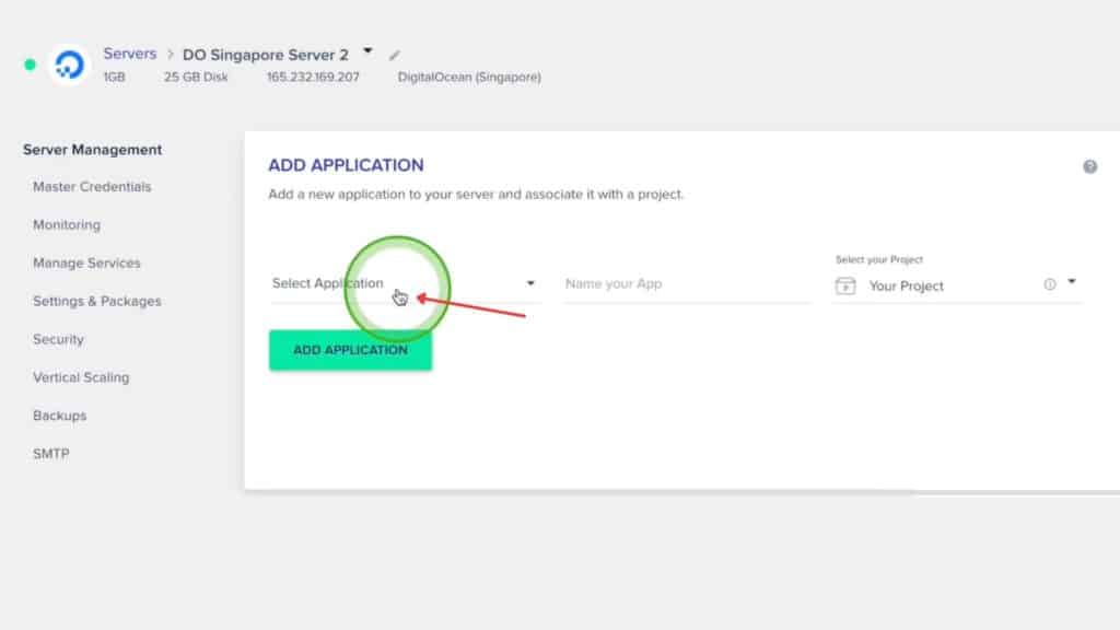 Selecting server in Cloudways