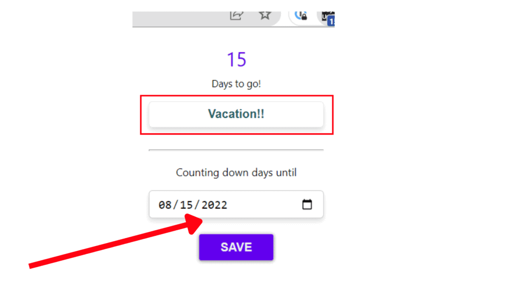 Using Days Until Chrome Extension for a toolbar Countdown
