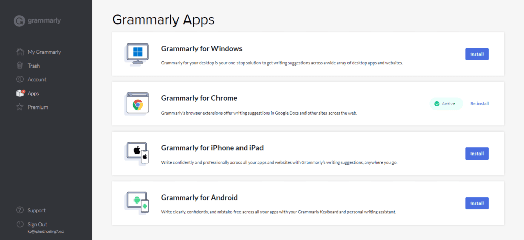 Downloading Grammarly apps and extensions