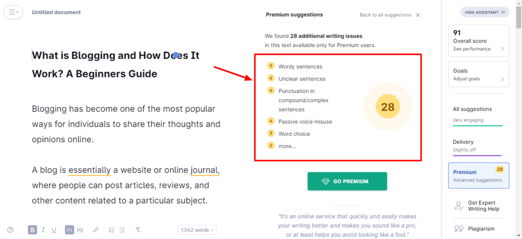 Grammarly Free plan