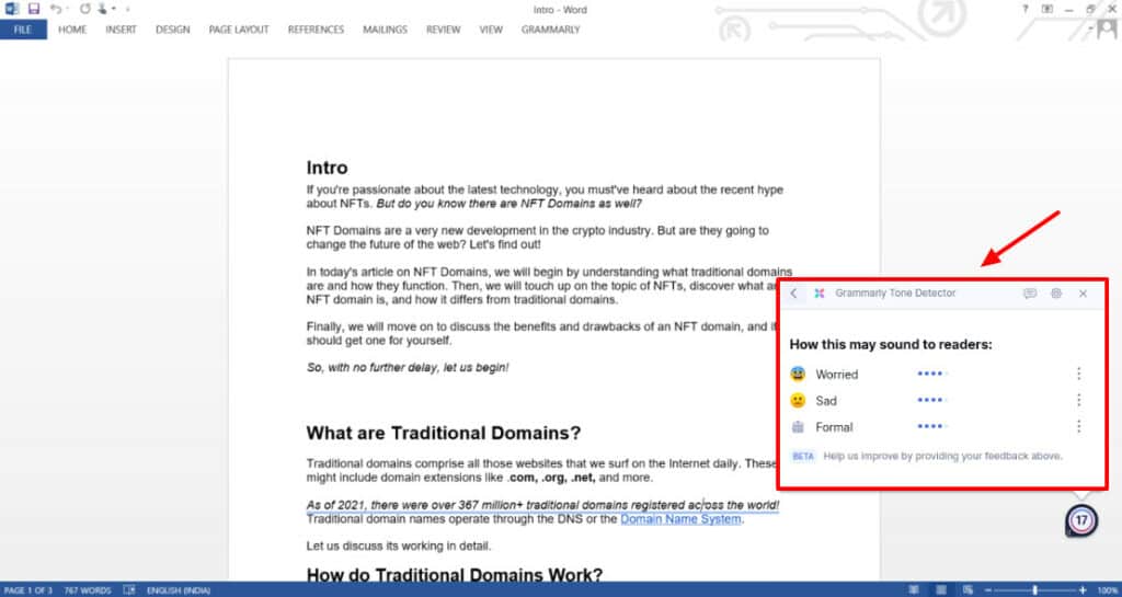 Grammarly Tone Detection