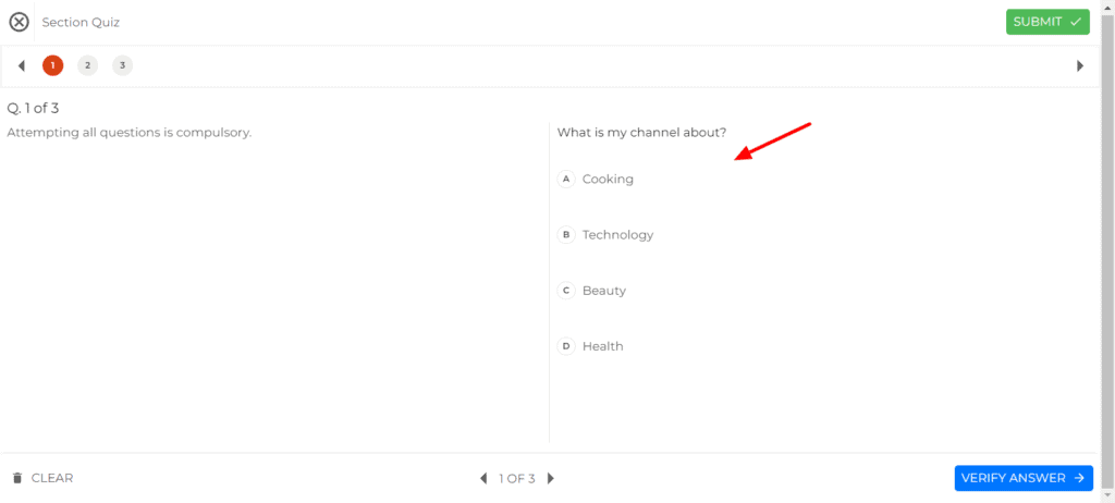 Learnyst Student Test Interface