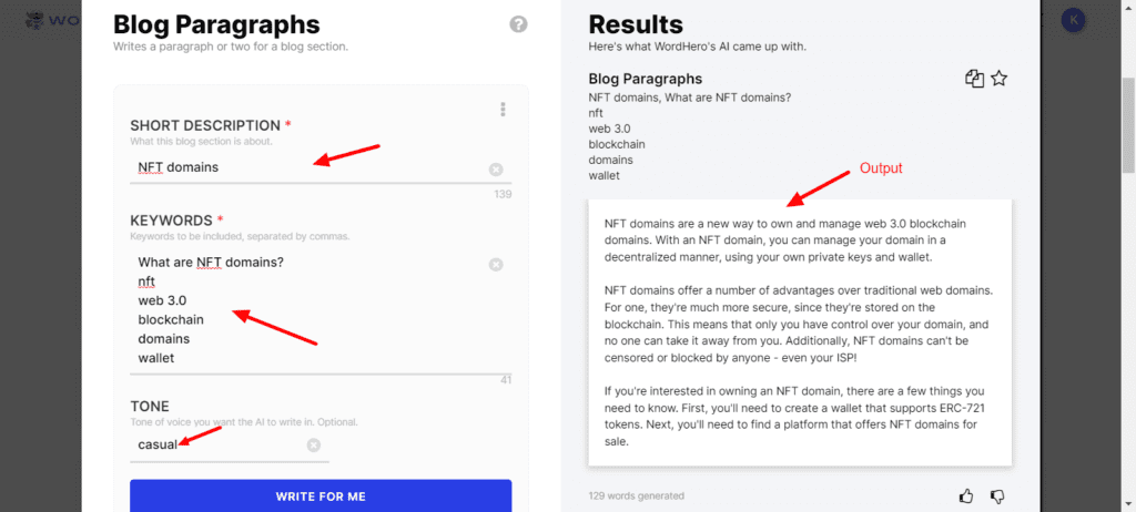 WordHero - Blog Paragraph